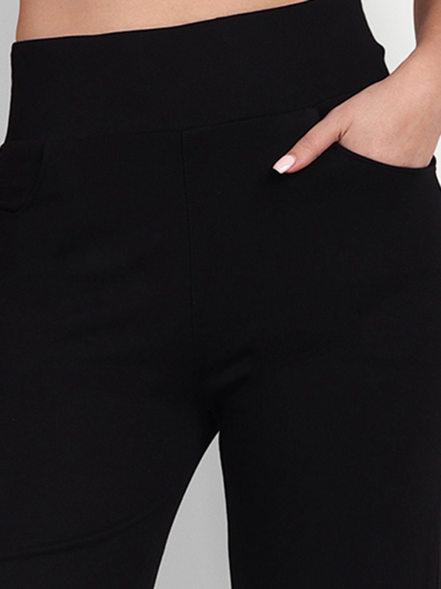 Broadstar Black Straight Fit High Rise Trousers
