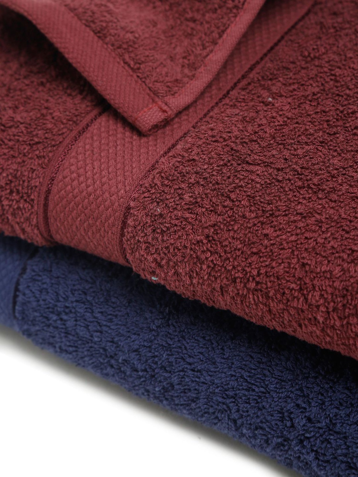 Creeva Navy & Wine 525 GSM Cotton Bath Towel Set of 2