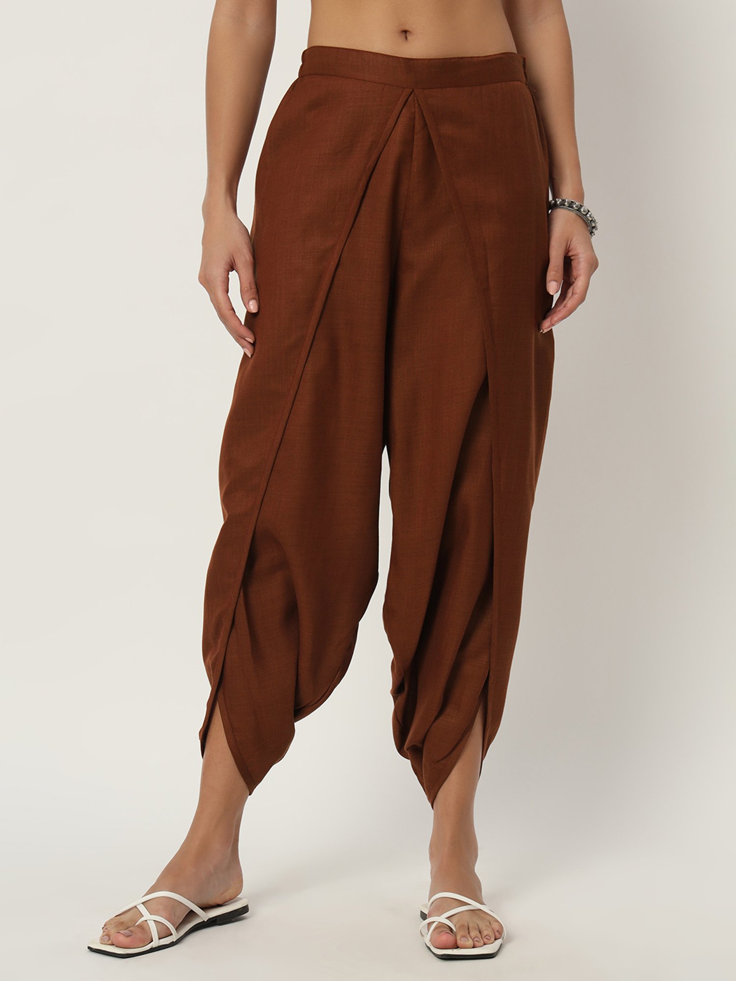 9rasa Brown Cotton Dhoti Pants