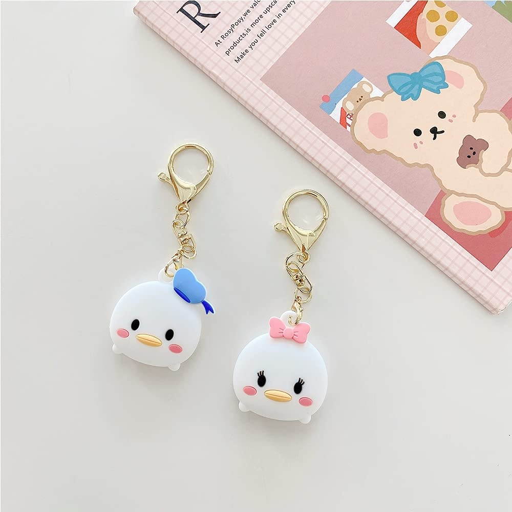 TXGOT Protective Case for AirTag Case (2021),3D Cute Fashion Cartoon Cover Designed Portable Tracker Holder Silicone Case with Anti-Lost Keychain Ring for Apple AirTag (Donald Duck)