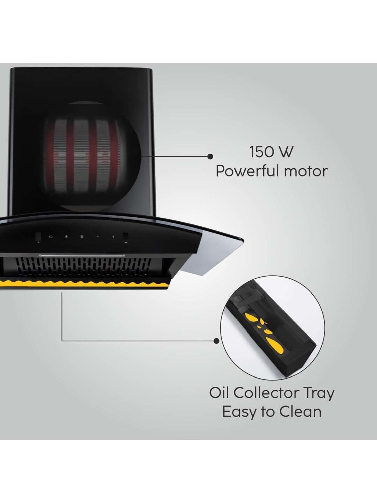 Glen CH6058BLAC60 1200CMH 60cm Wall Mounted Chimney (Black)