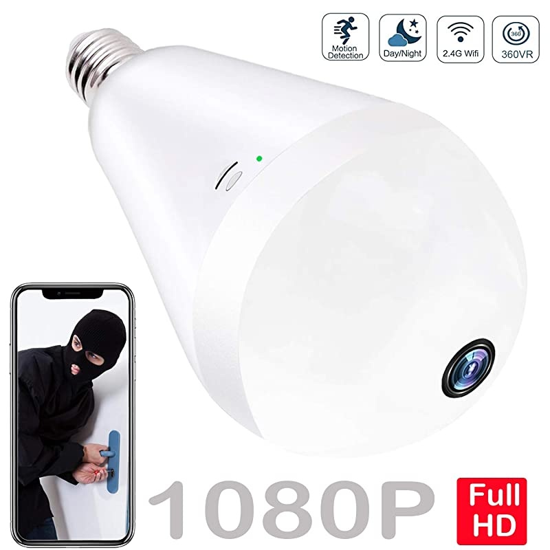Bulb Camera Wifi 1080P HD 360 Fisheye Wireless Security Camera Home LED Cameras Motion Detection Night Vision