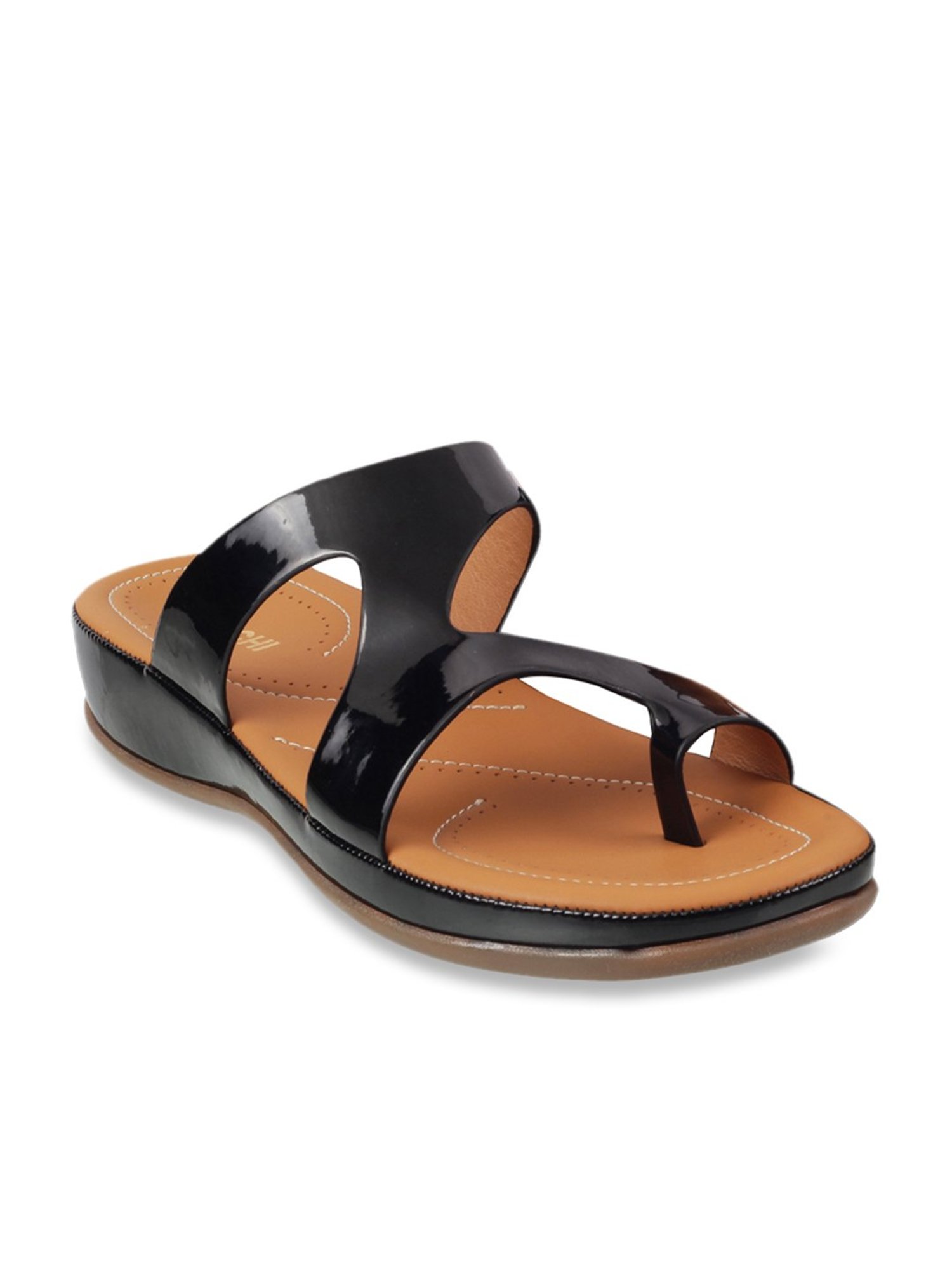 Mochi Women's Black Toe Ring Wedges