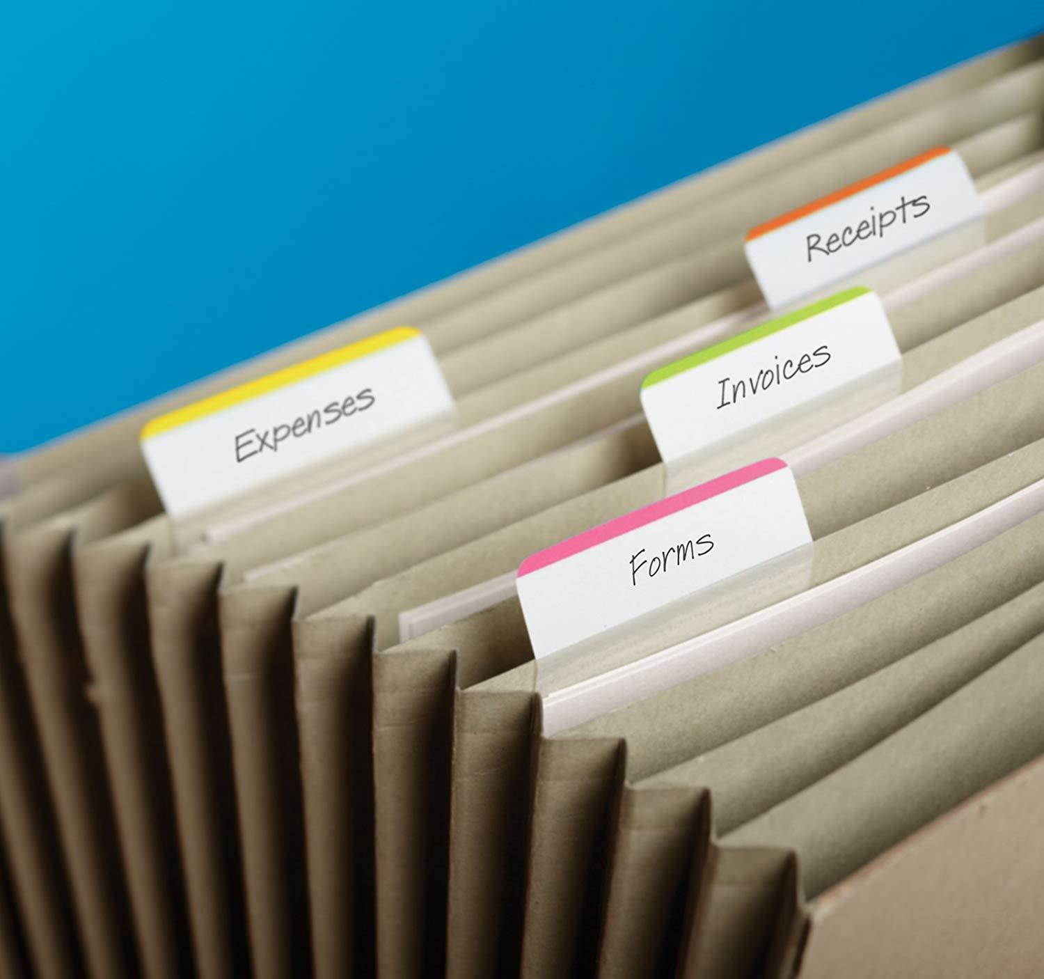 Post-it Tabs, 2 in. Angled Lined, Assorted Bright Colors, Durable, Writable, Repositionable, Sticks Securely, Removes Cleanly, 6 Tabs/Color, 4 Colors, 24 Tabs/Pack, (686A-1BB)