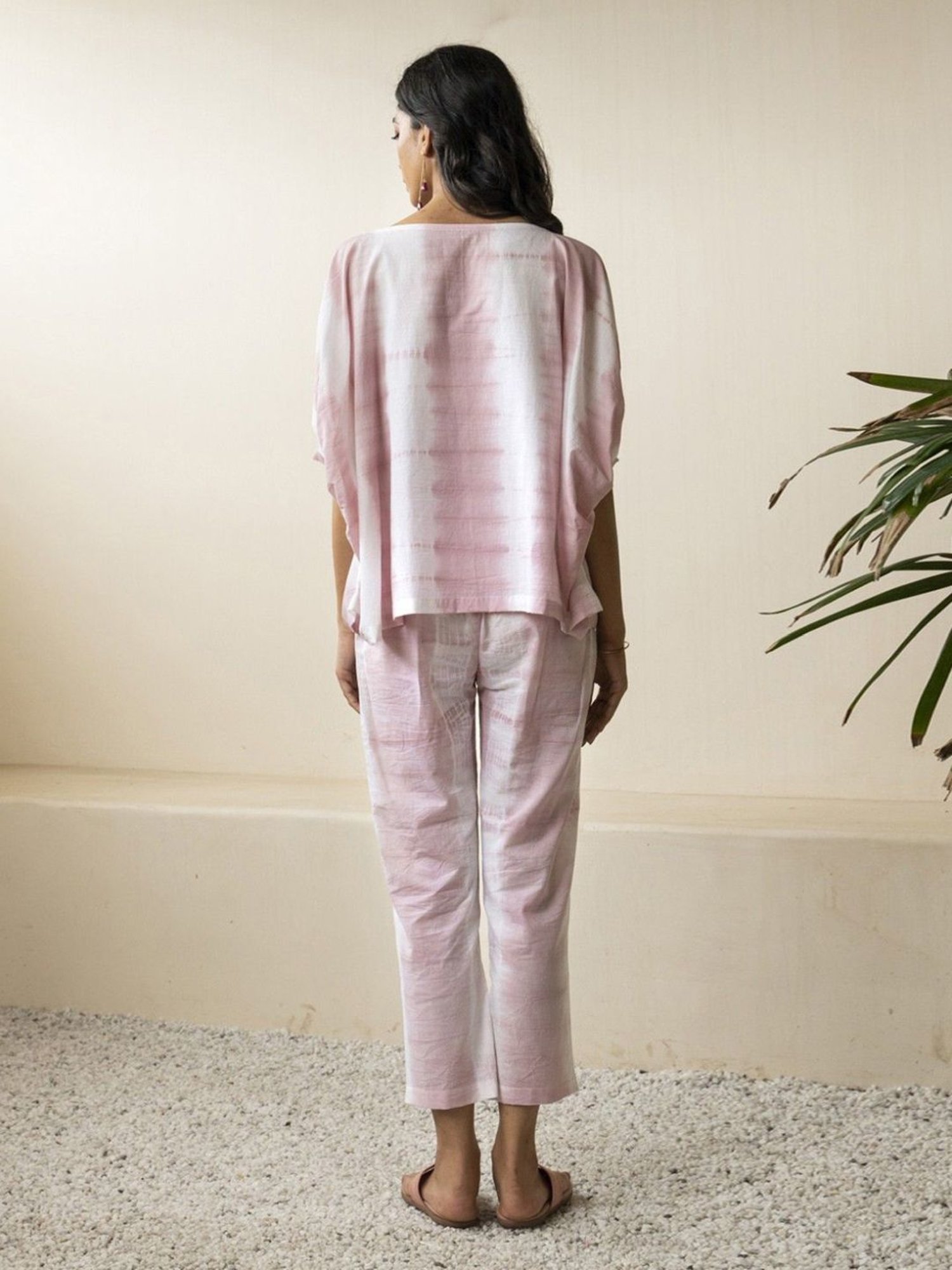 Akiso Inara Blush Pink Shibori Tie Dye Oversized Top With Tie Dye Trousers Co-ord Set