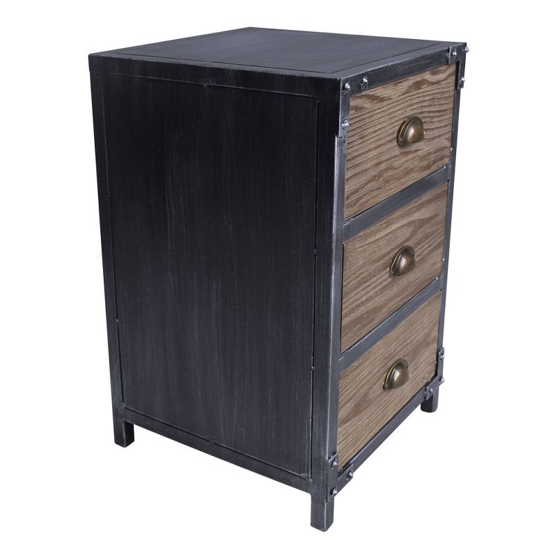 Mostar Industrial 3 Drawer End Table Gray/Pine Wood - Armen Living
