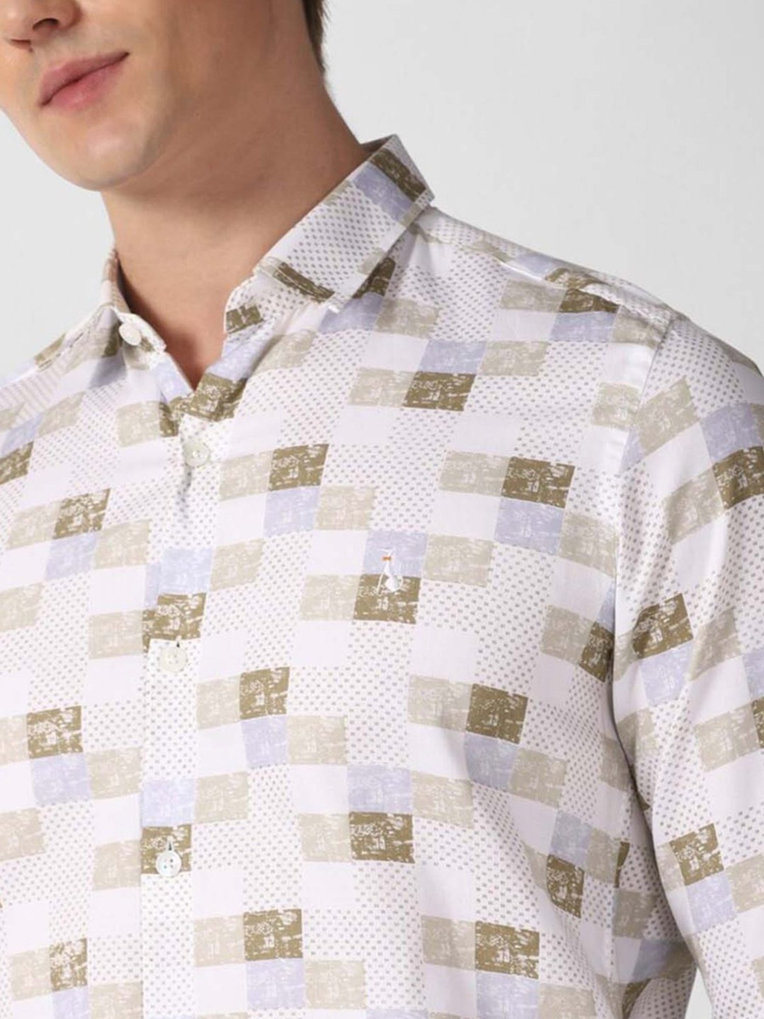 Simon Carter London White Printed Slim Fit Shirt