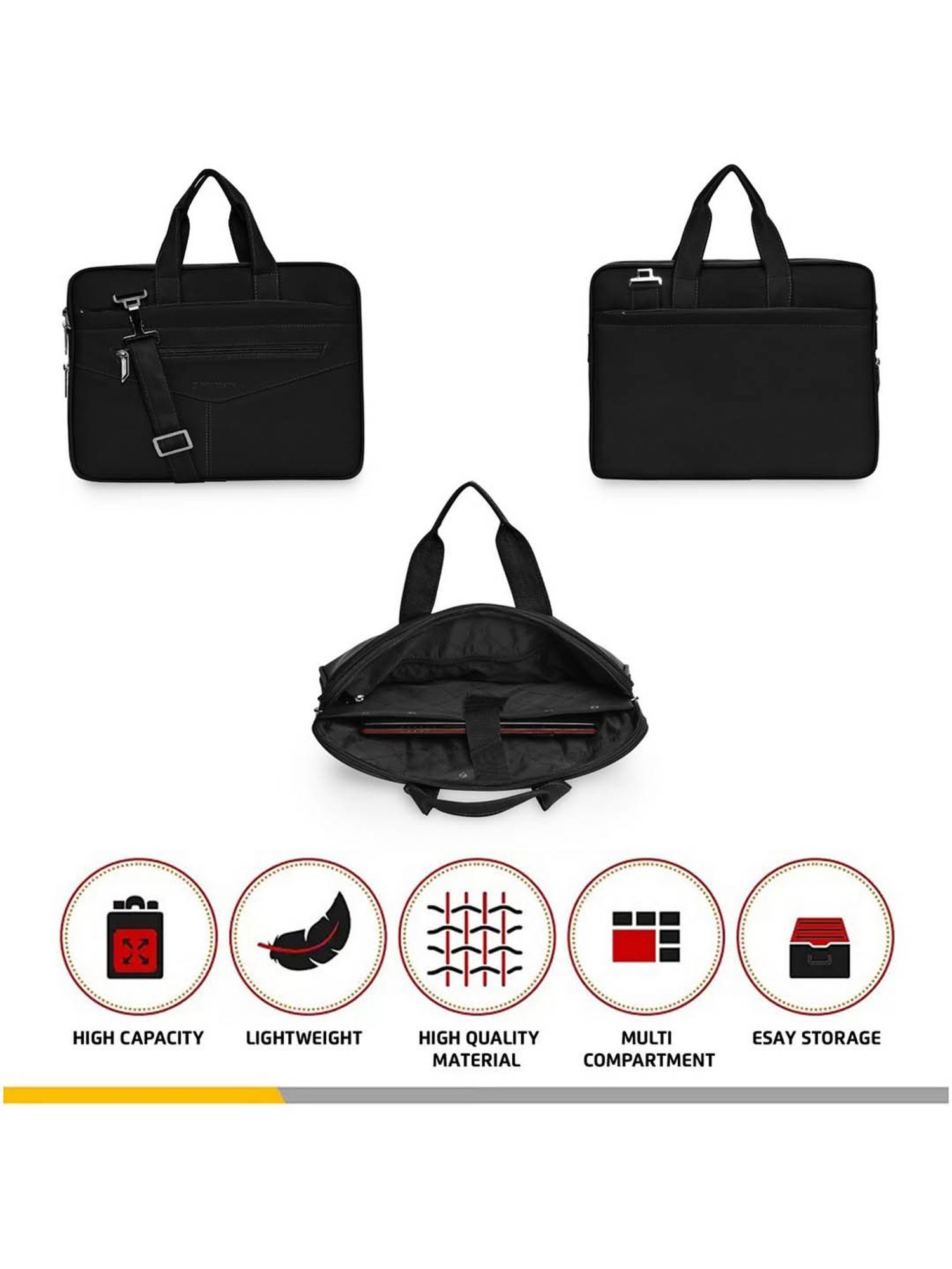 Priority Black Synthetic Large Messenger Bag