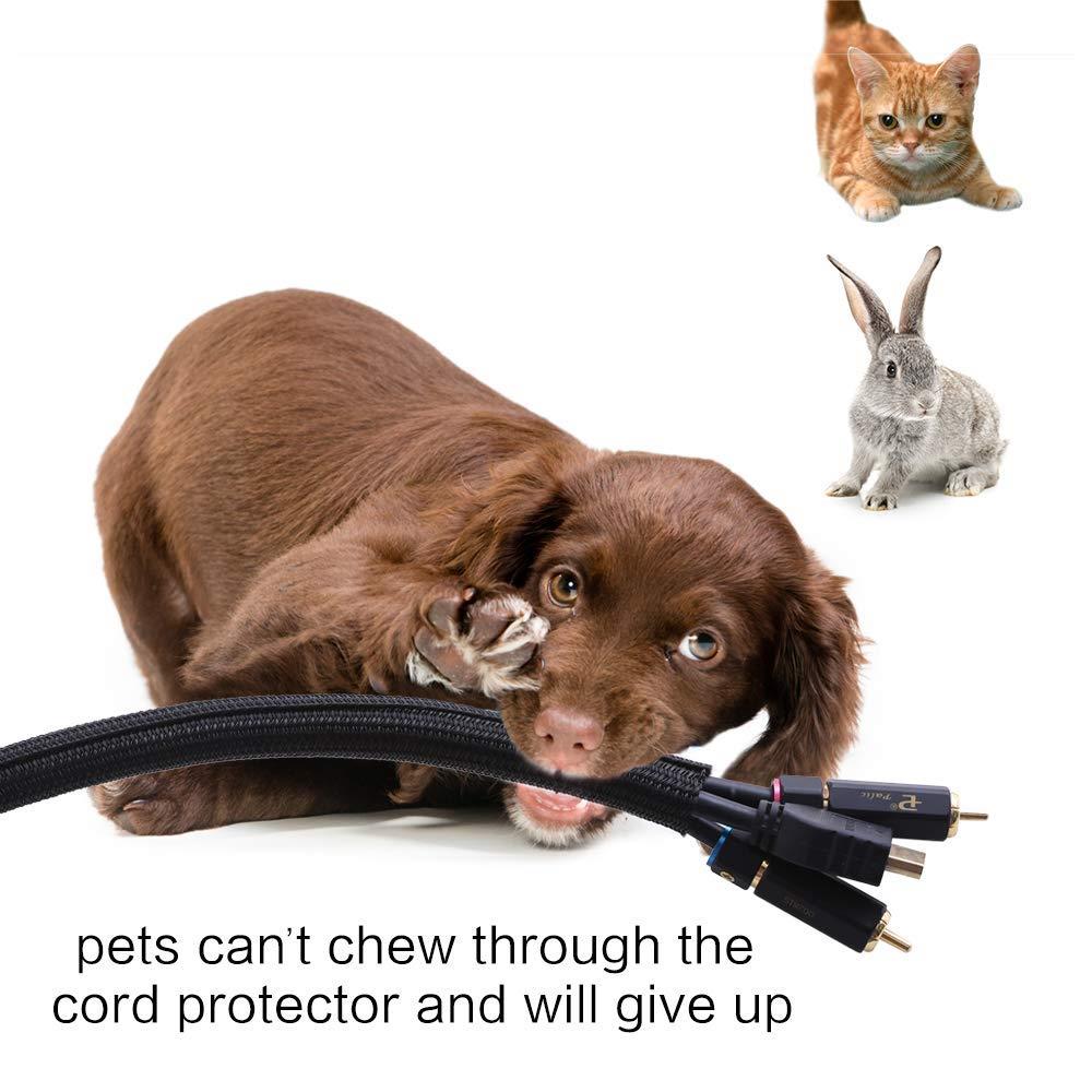 Alex Tech 25ft - 1/2 inch Cord Protector Wire Loom Tubing Cable Sleeve Split Sleeving for USB Charger Cable Power Cord Audio Video Cable &ndash; Protect Cat Dog Pets from Chewing Cords - Black