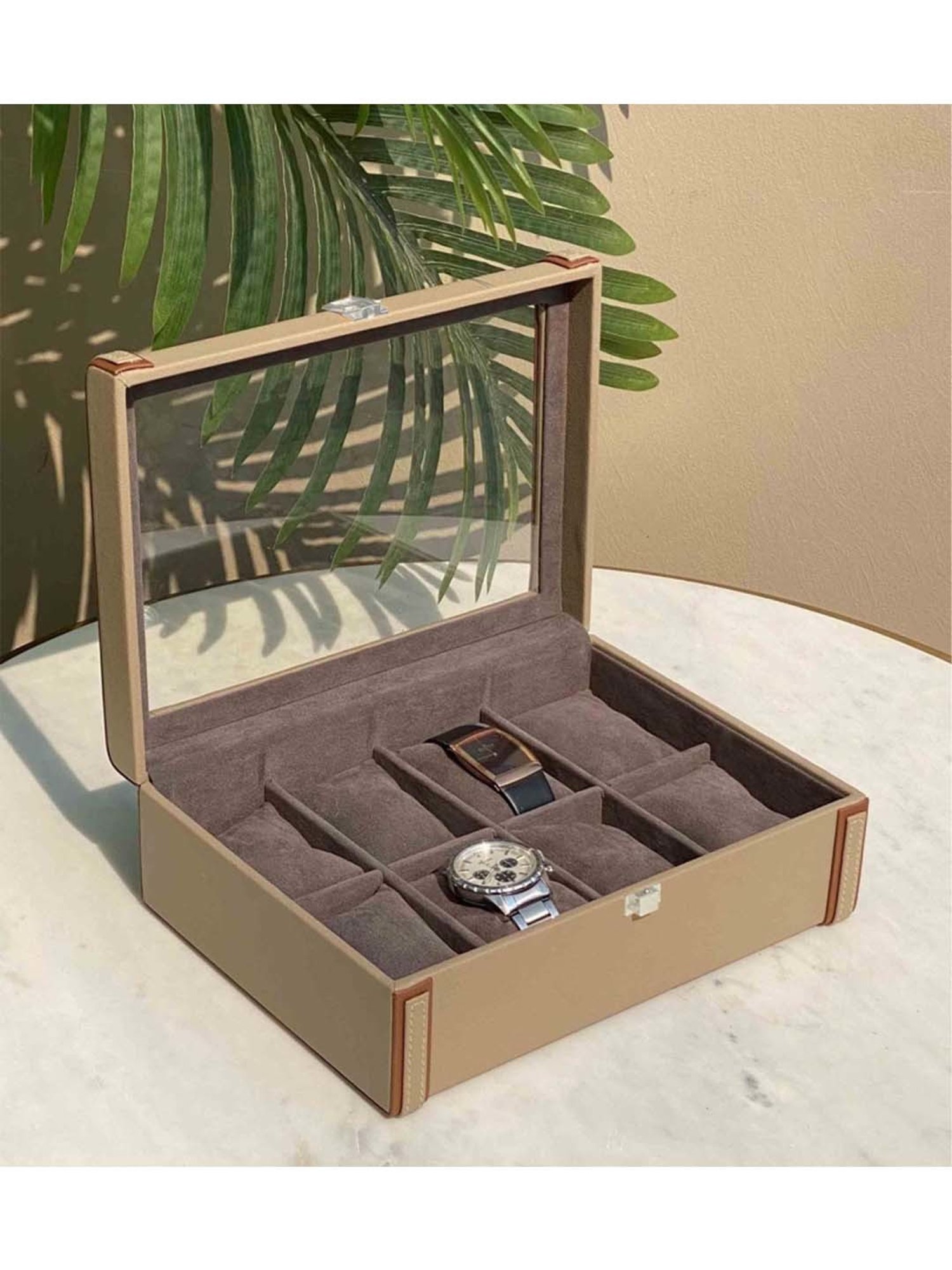 Mason Home Taupe Naples Watch Box - 8 Slots