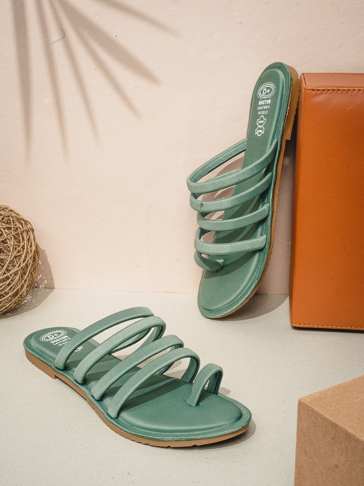 NR by Nidhi Rathi Women's Olive Toe Ring Sandals