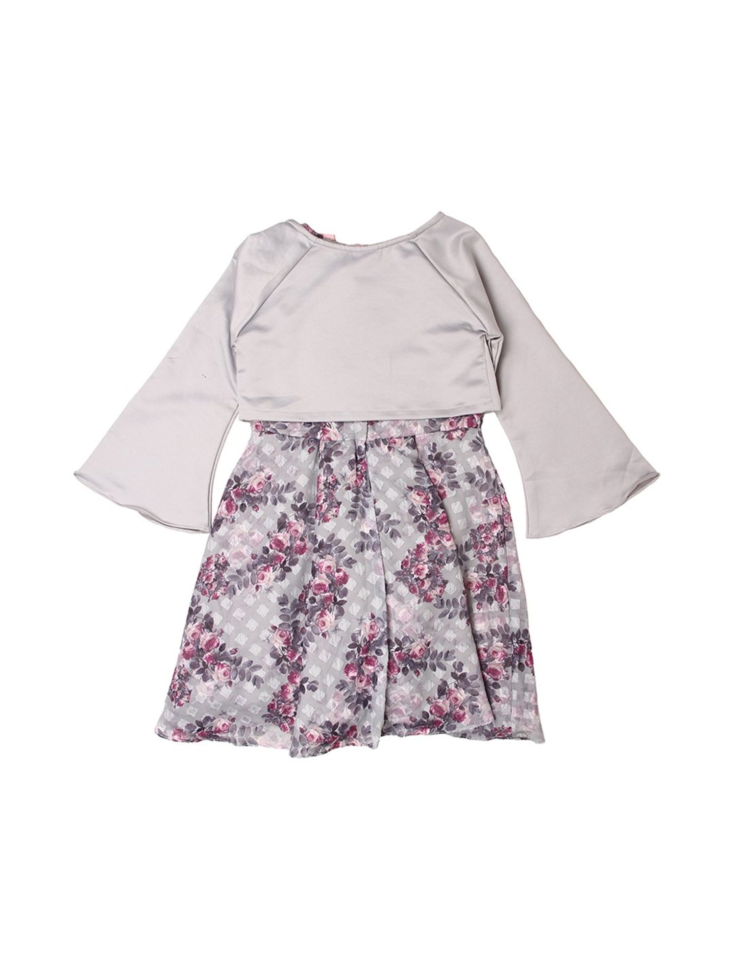 Mothercare Kids Grey Floral Print Full Sleeves Dress