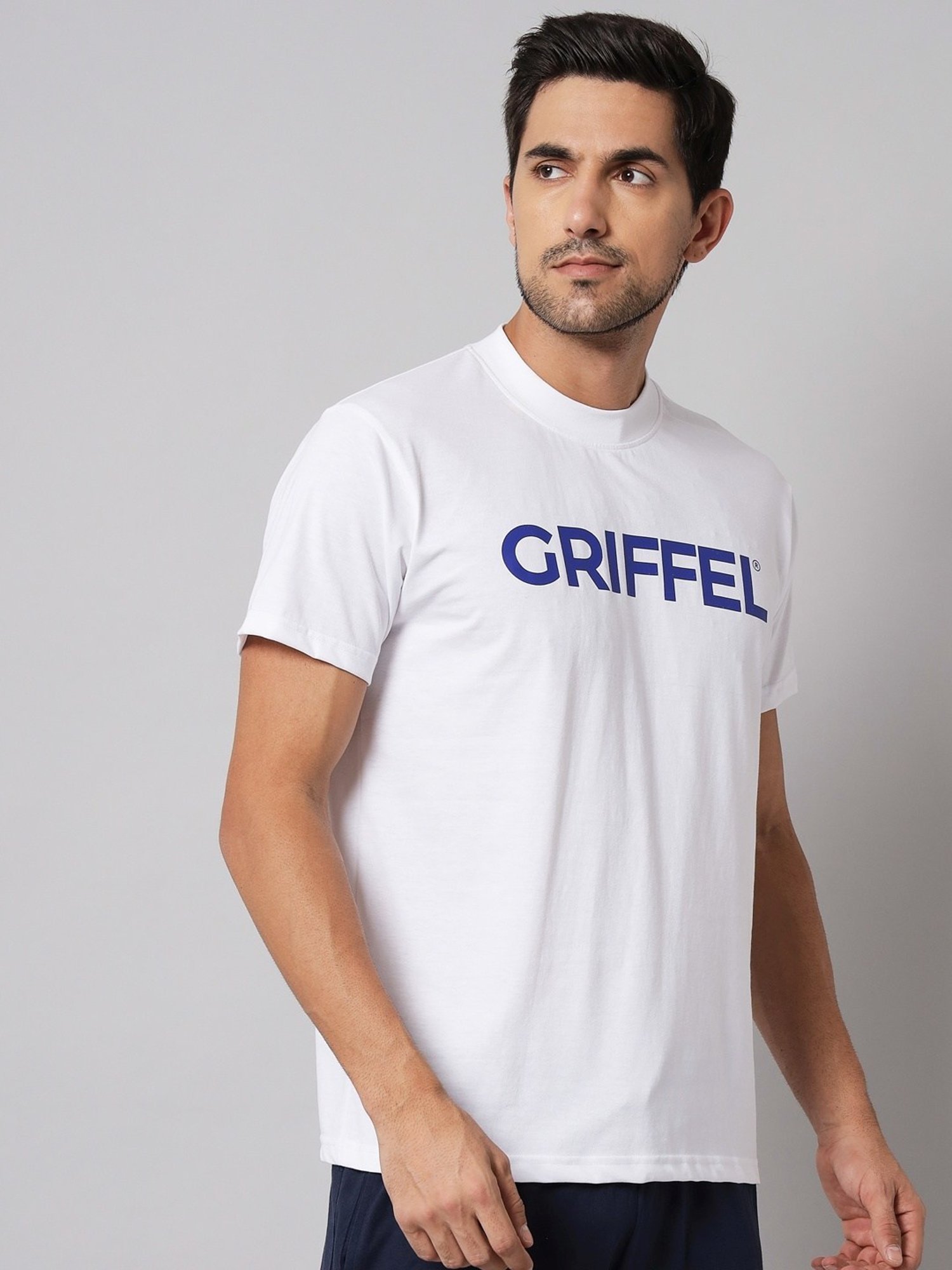 Griffel White Cotton Loose Fit Printed T-Shirt