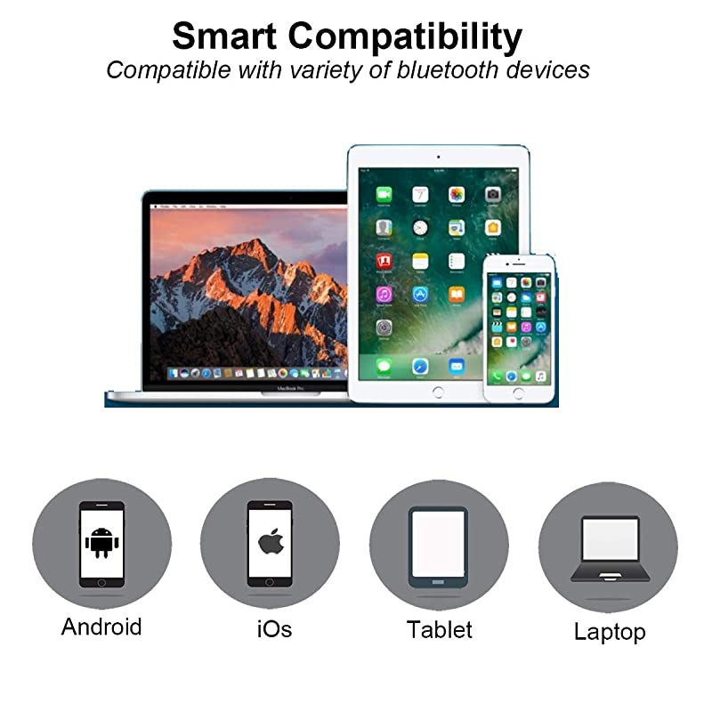 Bluetooth Earpiece for Cell Phone with Dedicated Keys for Volume/Next/Prev, On/Off, Compatible with iPhone, Android