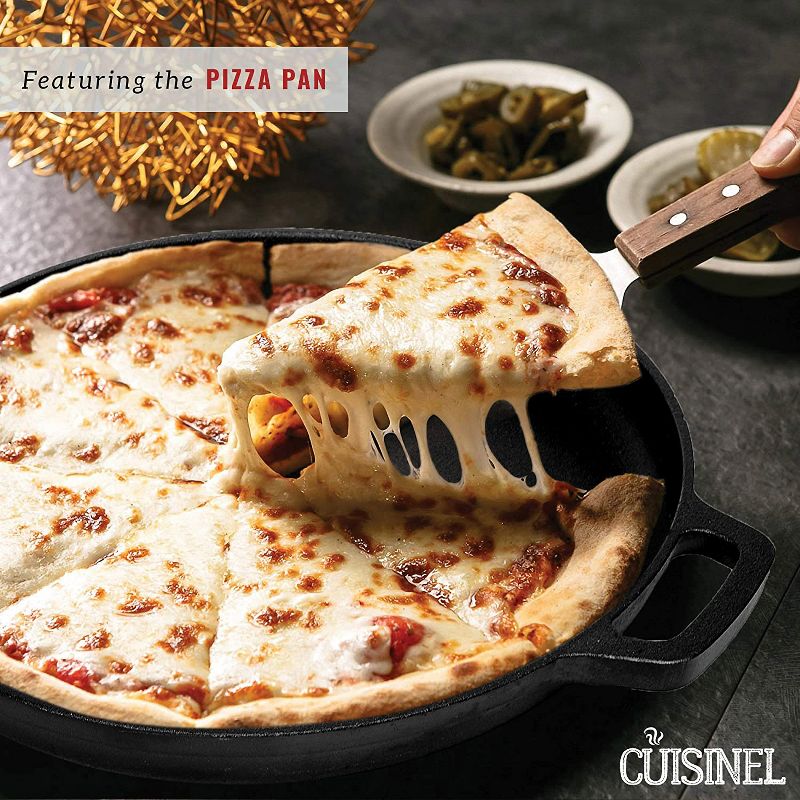 Cuisinel Chefs Essential 11 Piece Cast Iron Pot, Pan, & Griddle Nonstick Kitchen Cookware Set w/ Rack Organizer, 6 Silicone Hot Pan Holders, & Lid