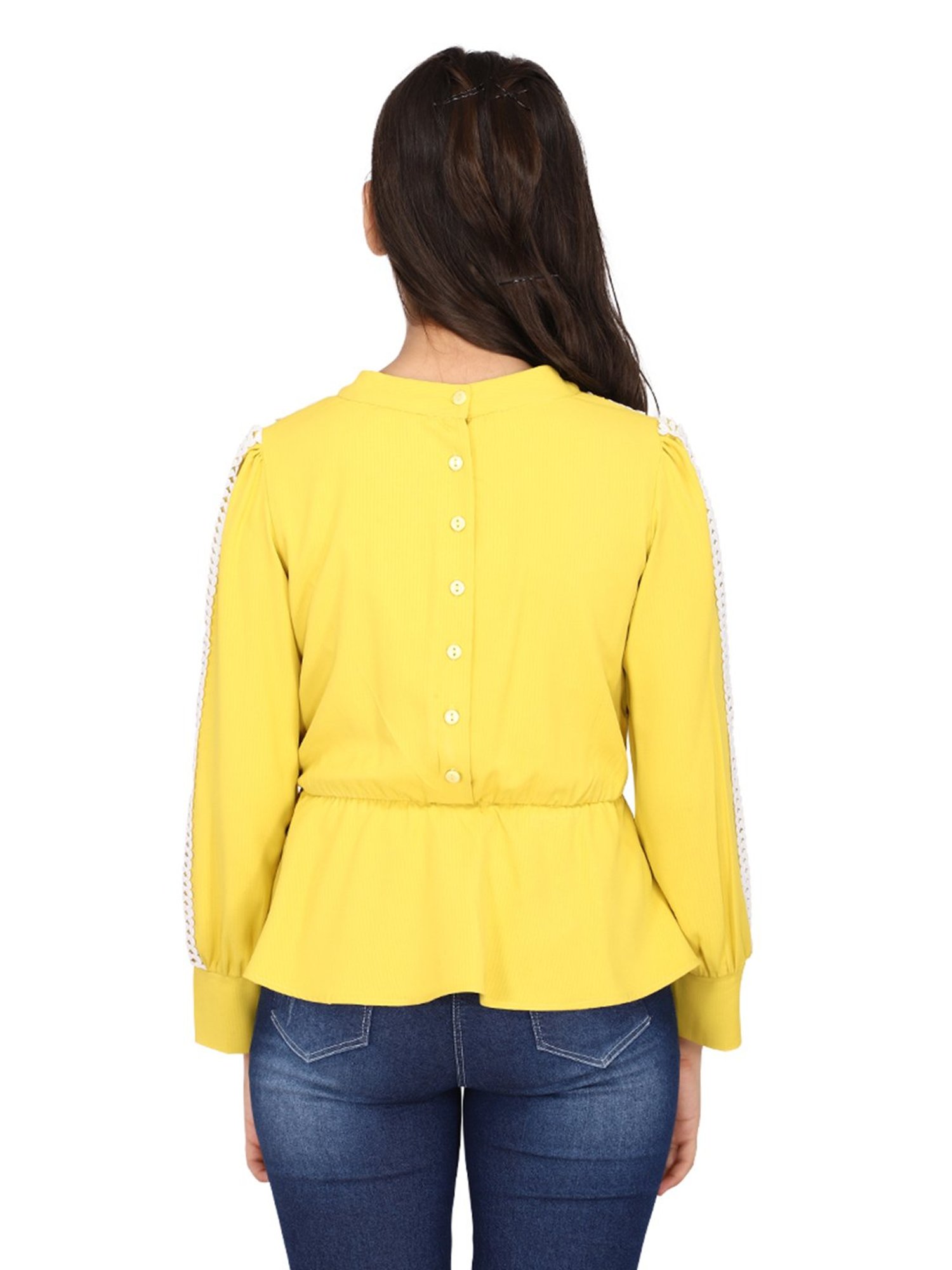 Cutecumber Kids Yellow Embroidered Full Sleeves Top