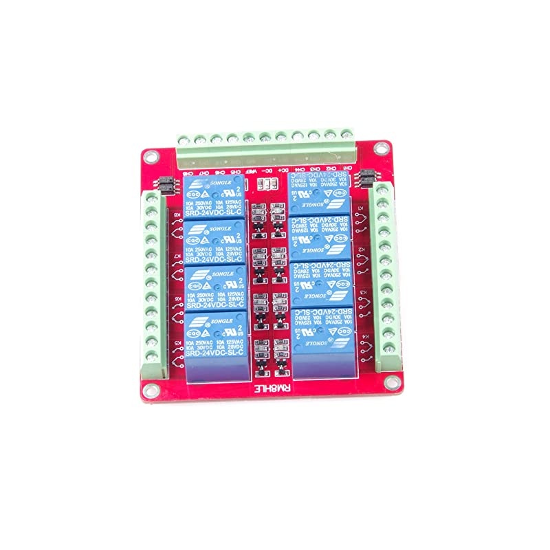 DC 24V 8-Channel 10A Relay Control Module Bi-Directional Isolated Control Module High Low Level Trigger (DC 24V, 10A 8-Channel)