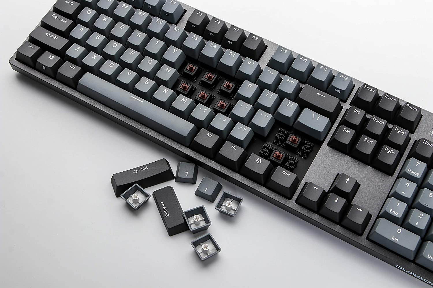 Durgod Taurus K310 Mechanical Gaming Keyboard - 104 Keys - Double Shot PBT - NKRO - USB Type C (Cherry Silent Red, Grey)