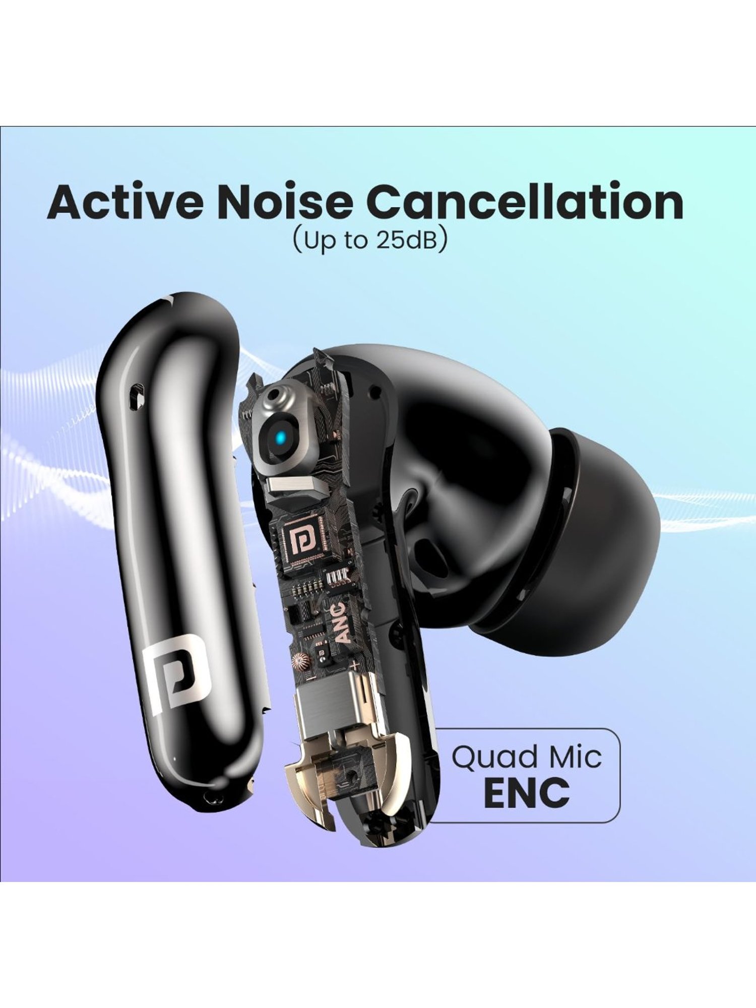 Boat Airdopes Sonik BT Earbuds with 60Hrs Playback & ENx Technology (Thunder Black, True Wireless)