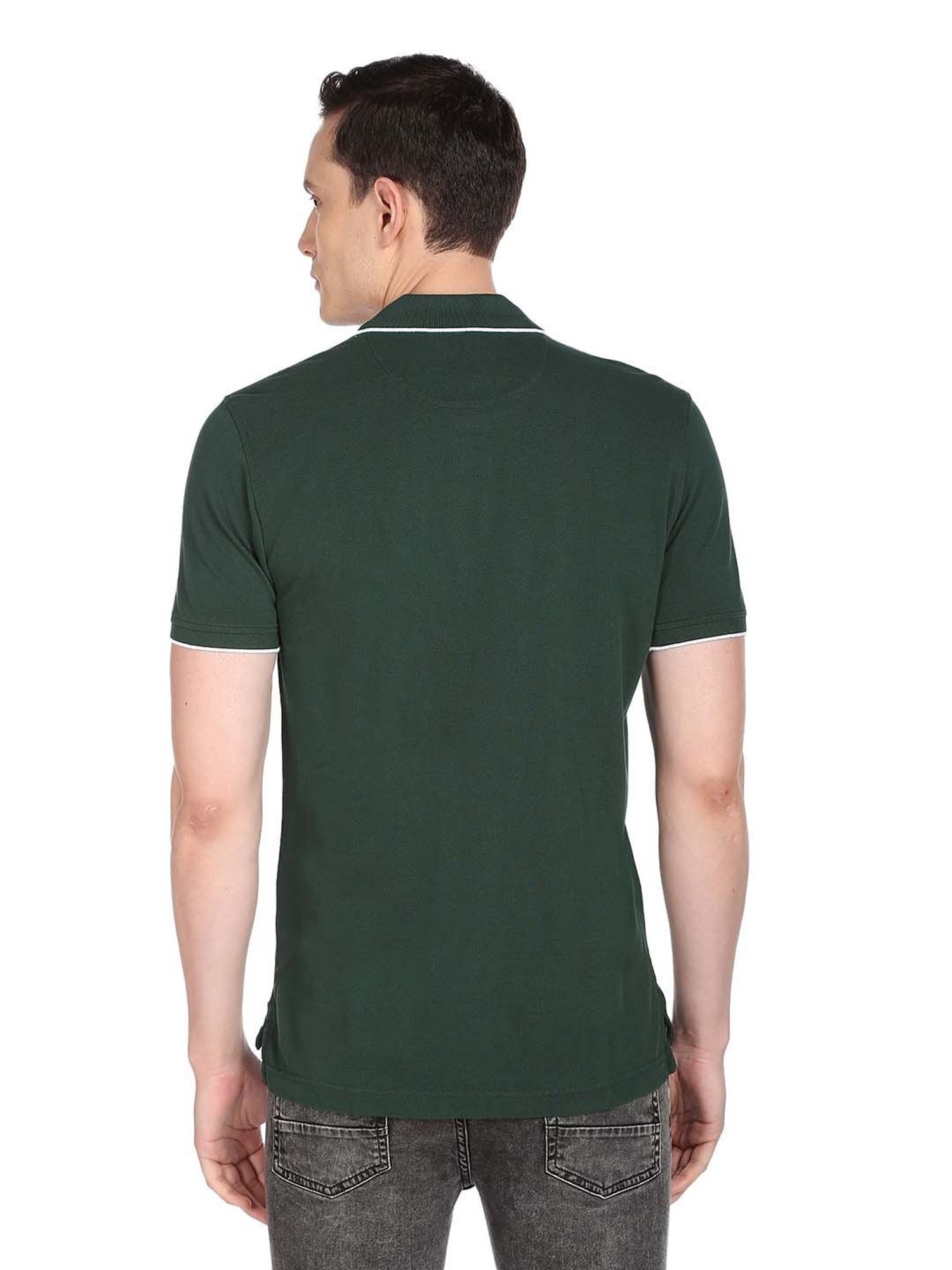 Arrow Sport Dark Green Regular Fit Cotton Polo T-Shirt