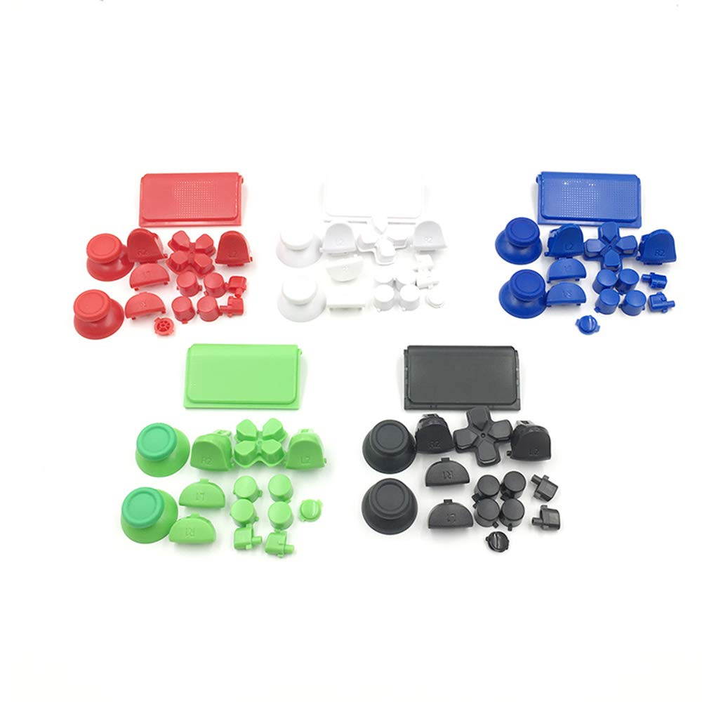 Replacement Full Button L1 R1 L2 R2 Trigger Buttons Controller Repair for Sony Playstation 4 PS4 Pro Slim JDS-040 Controller (White)