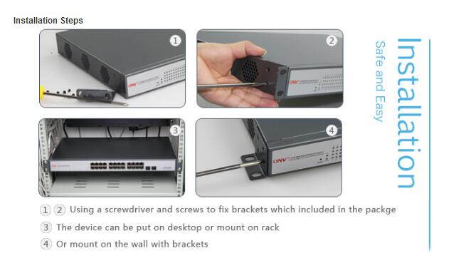 30W/ONV-POE33024PF-at 24x 10/100/1000M RJ45 PoE Ports+2x 10/100/1000M SFP Uplink Fiber Ports POE Switch