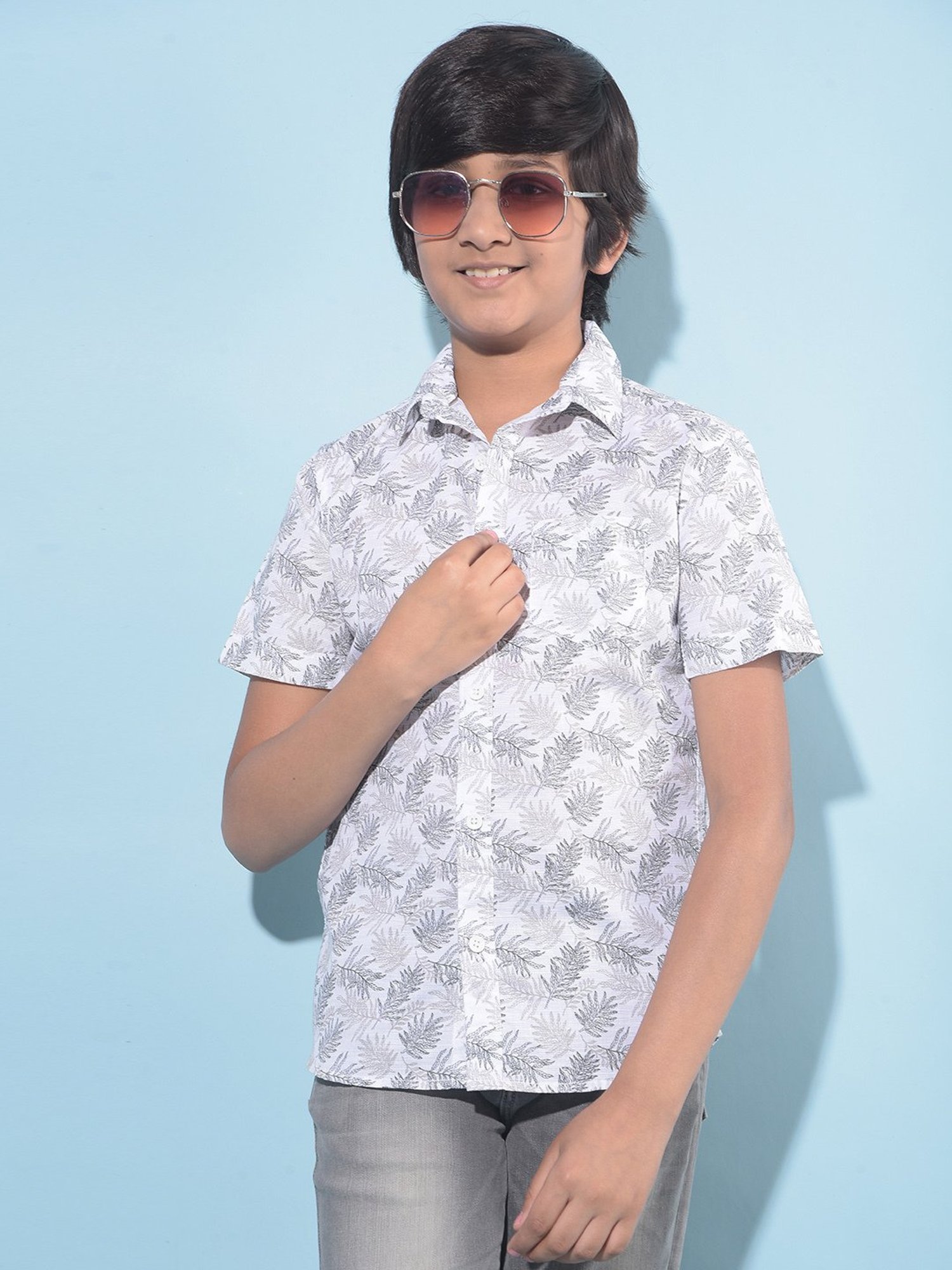 Crimsoune Club Kids White Printed Shirt