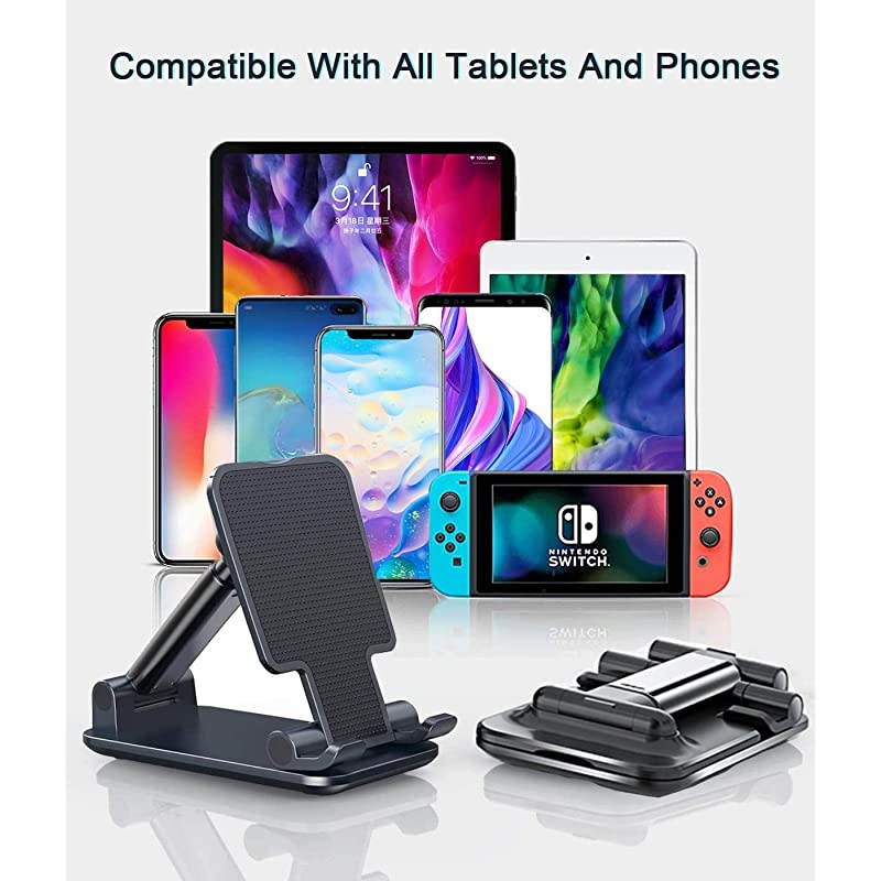 Adjustable Cell Phone Stand Foldable Tablet Stand Portable Phone Holder for Desk Compatible with iPhone 11 Pro XS Max XR X Samsung Galaxy S10 S9TabletsDark Blue