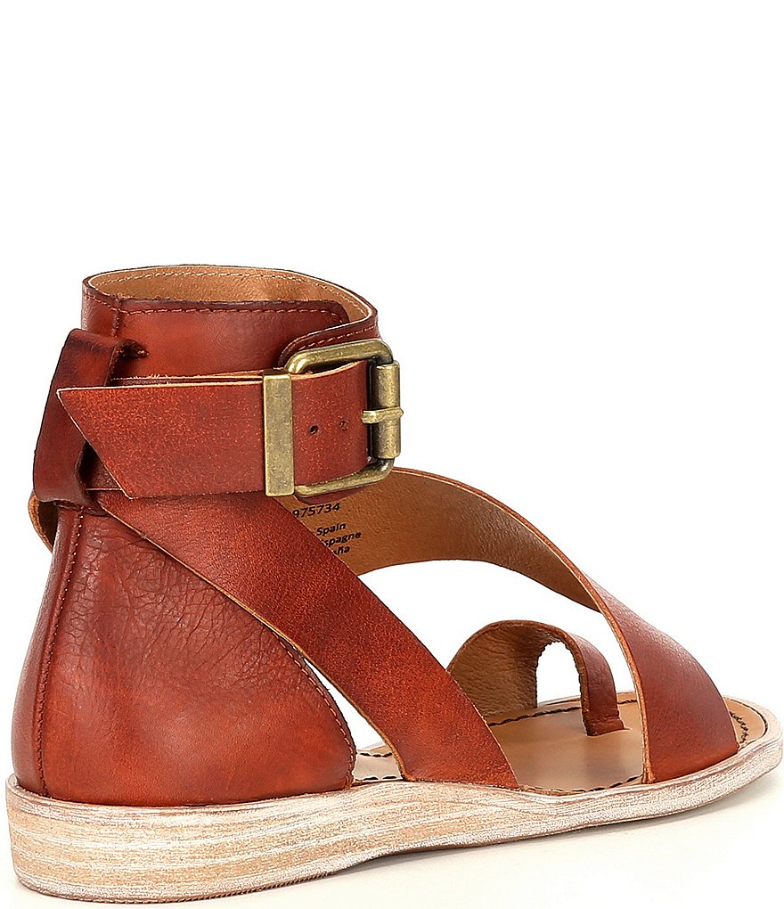 Free People Vale Leather Asymmetrical Toe Loop Ankle Strap Sandals