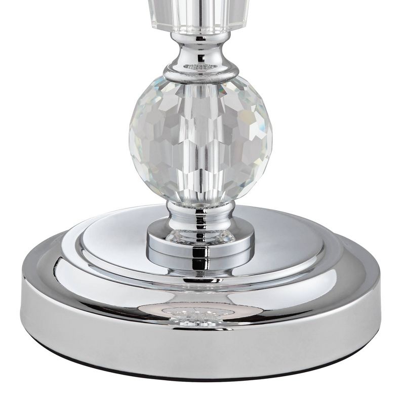 Vienna Full Spectrum Modern Table Lamp Crystal Flower Gray Fabric Drum Shade Living Room Bedroom Bedside Nightstand Office Family