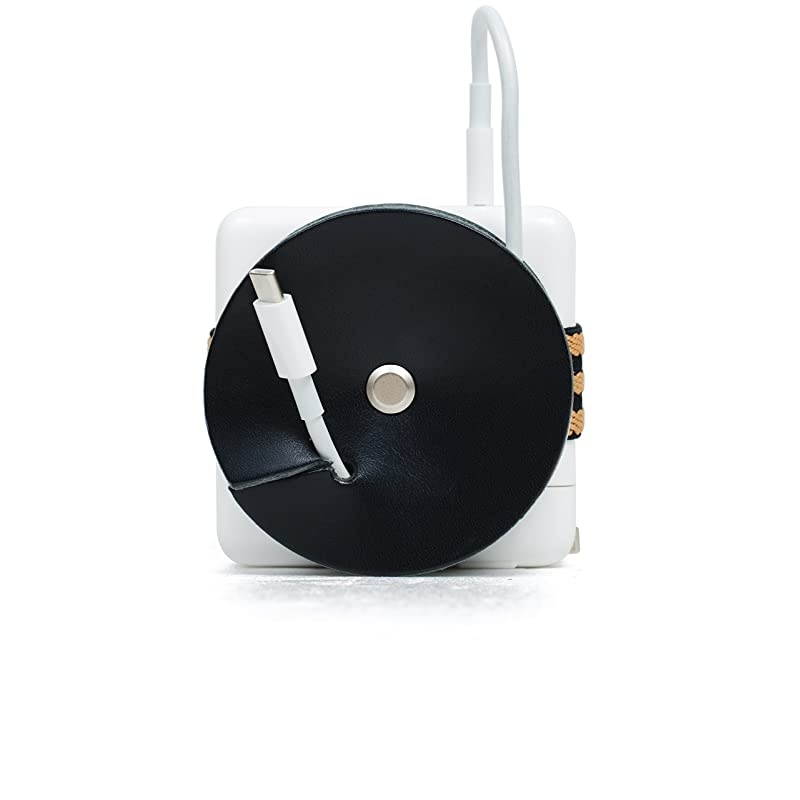 Leather Cable Organizer for MacBook Pro Power Adapter BlackStripes