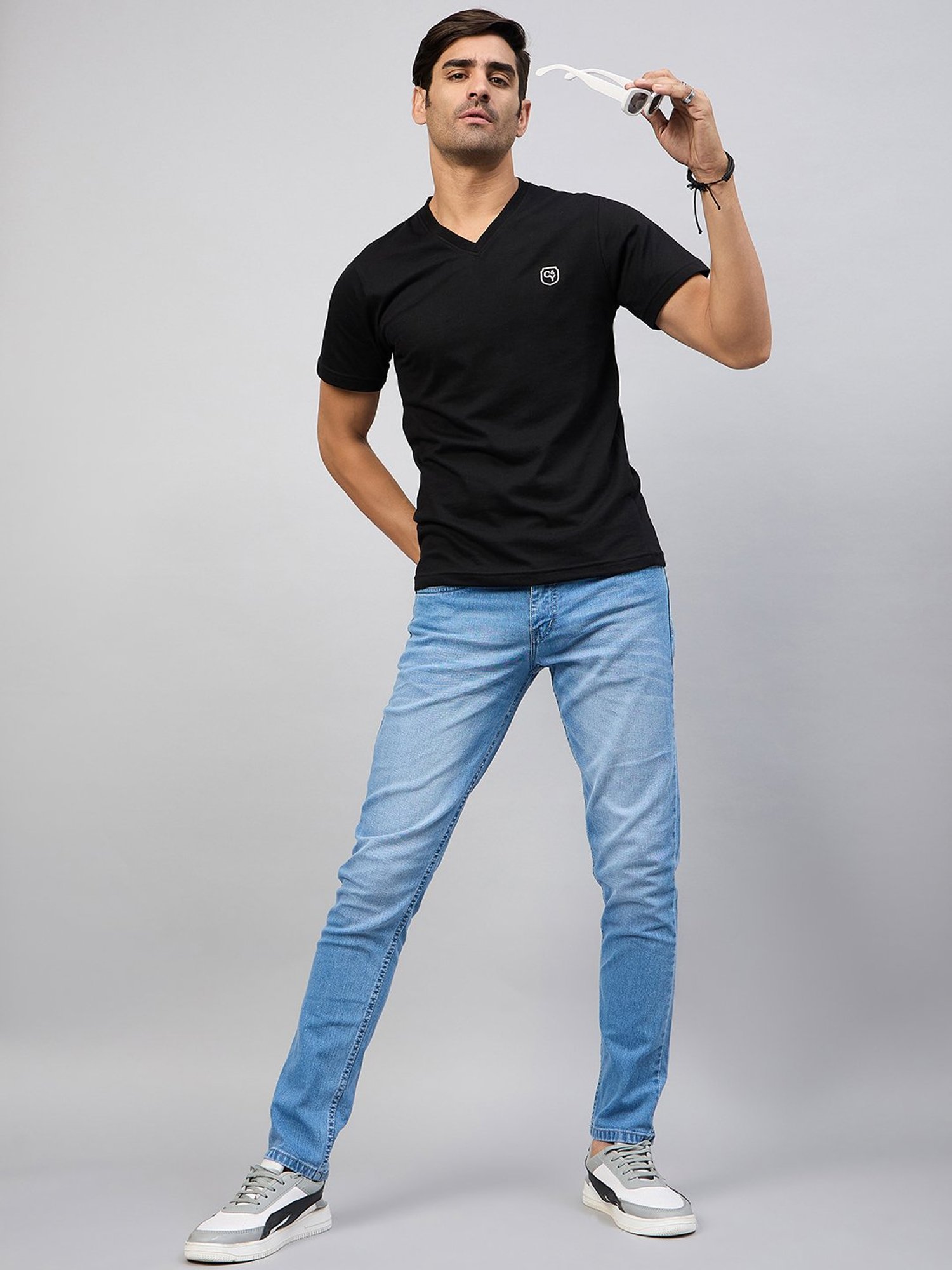 Club York Black Regular Fit V-Neck T-Shirt