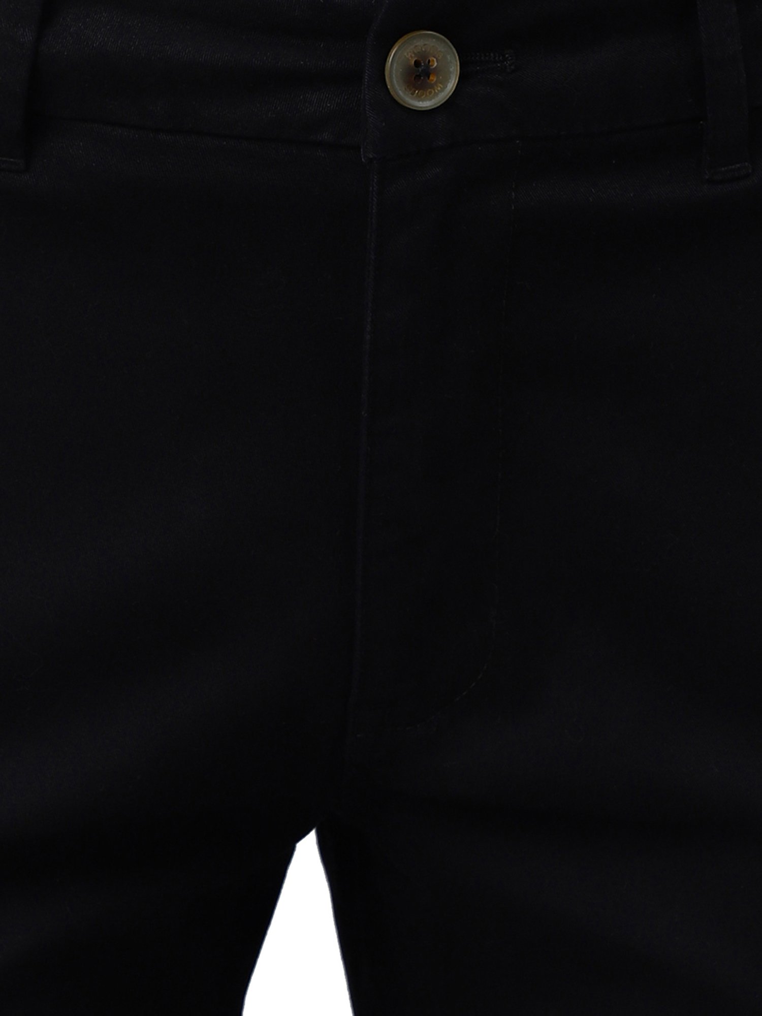 Woods Black Regular Fit Flat Front Trousers
