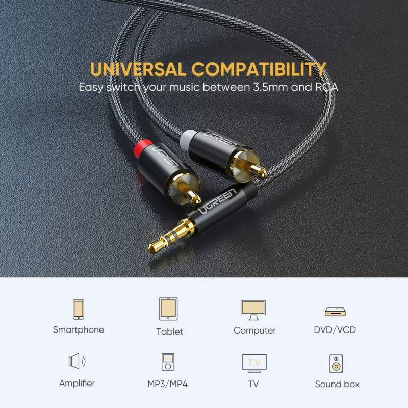 Comprehensive Cable MPS-2PP-10ST 10' Standard Series 3.5mm Stereo Mini Plug to 2 RCA Plugs Audio Cable