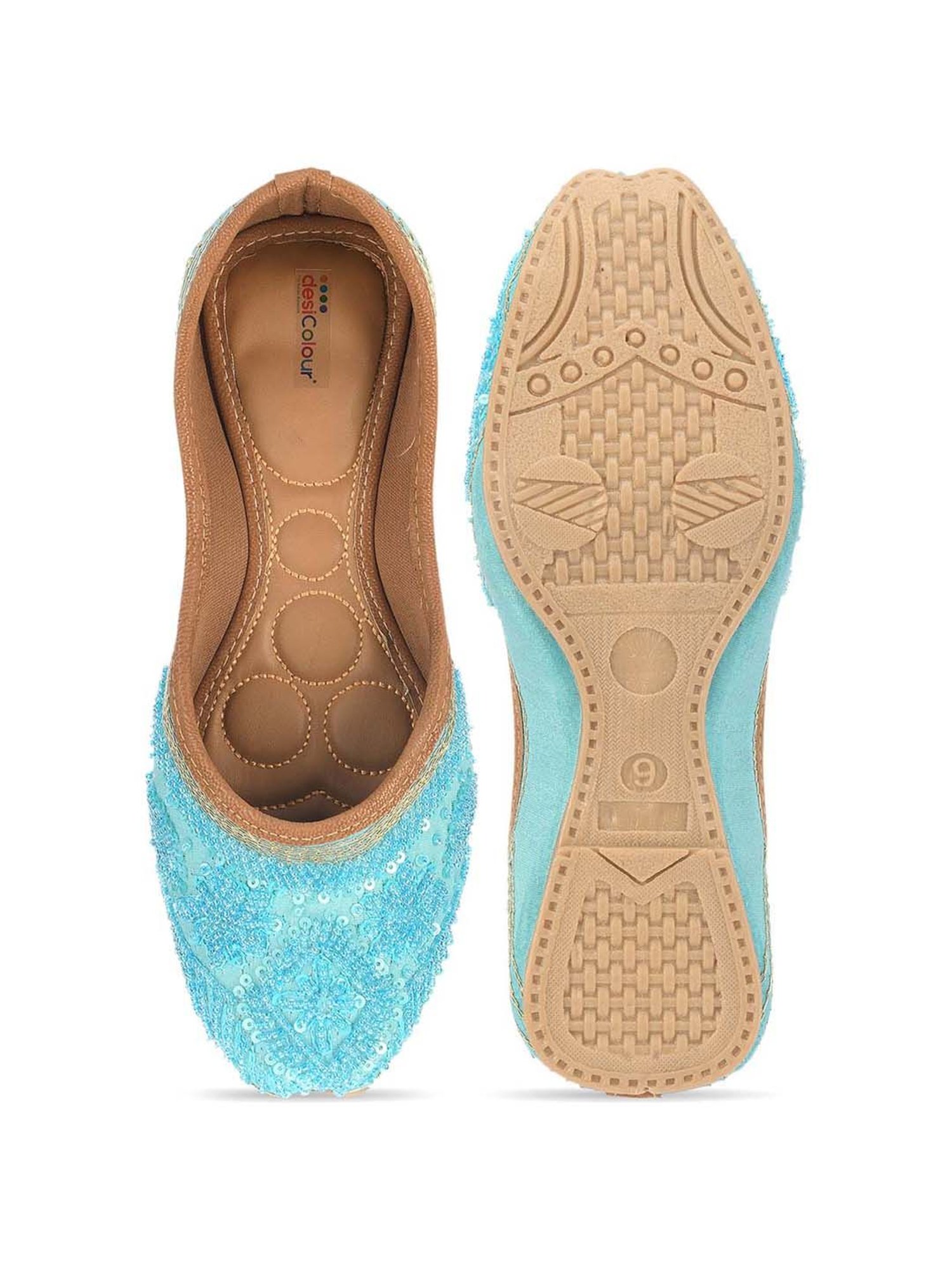 Desi Colour Women's Sky Blue Ethnic Juttis