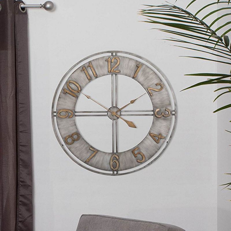 Studio Designs 30" Industrial Loft Analog Home Decor Wall Clock, Steel & Bronze