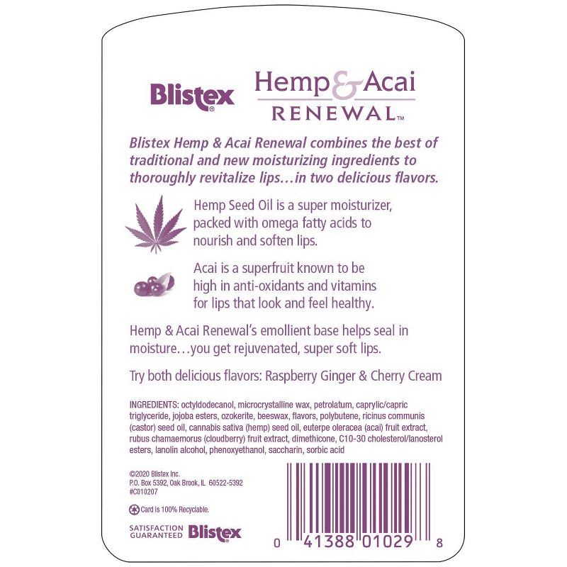 Blistex Lip Moisturizer Hemp & Acai Renewal - 2pk/0.3oz
