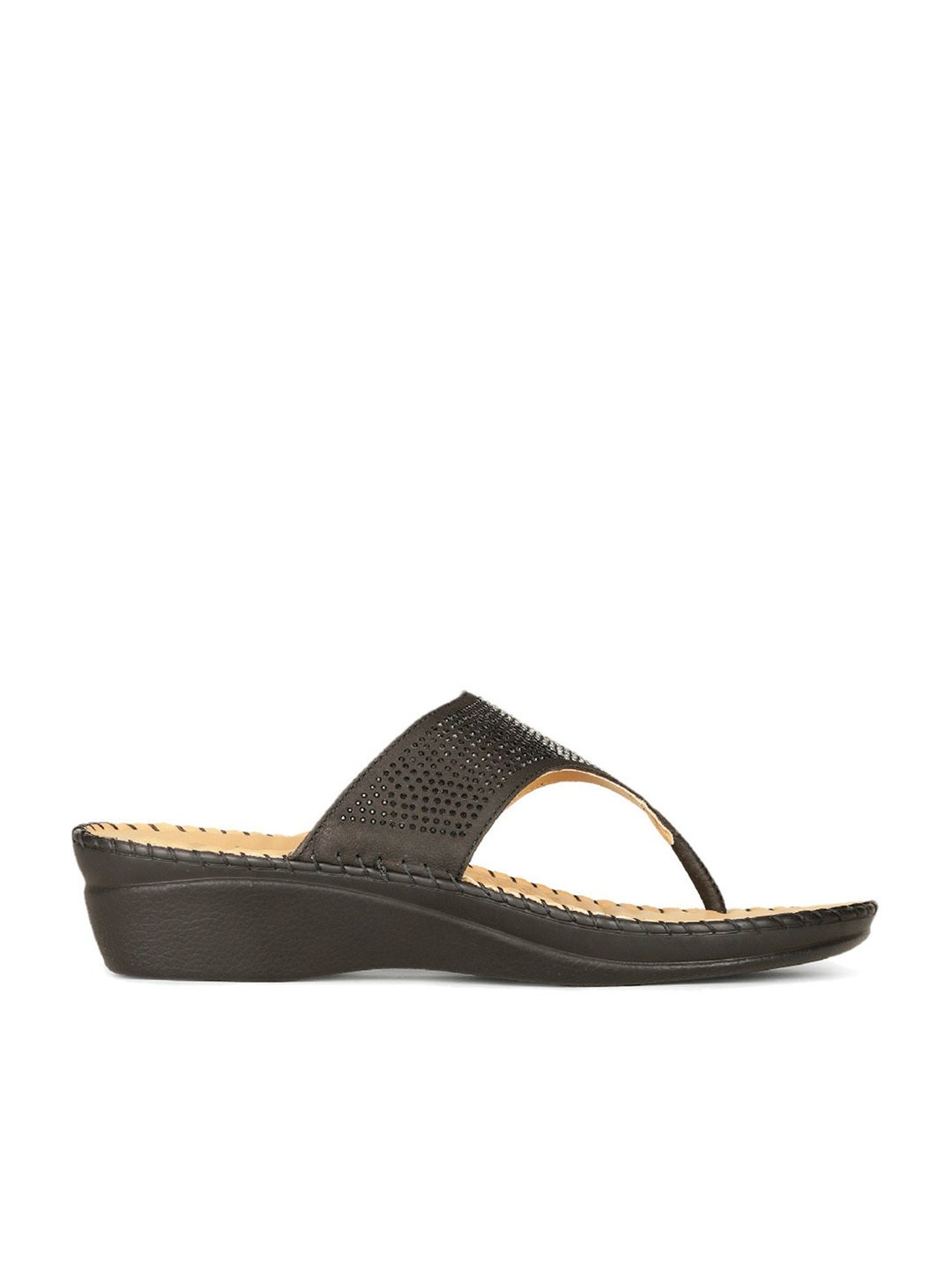 Scholl by Bata Women's Black Thong Wedges