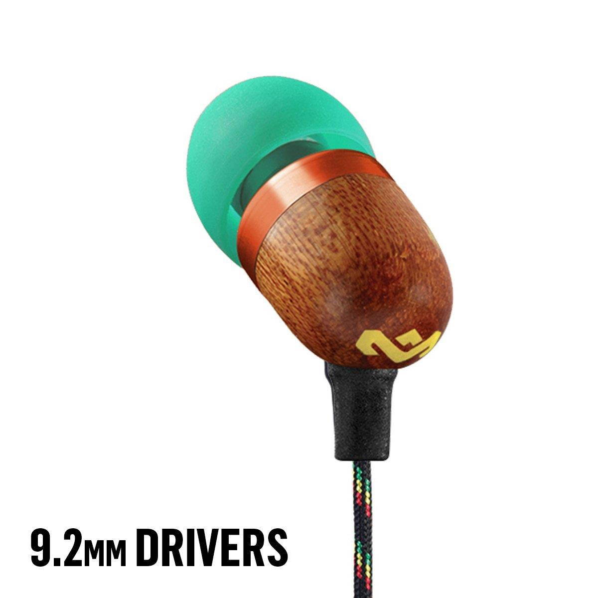 House Of Marley Smile Jamaica In-Ear Wired Headphones with Mic, Rasta, EM-JE041-RA