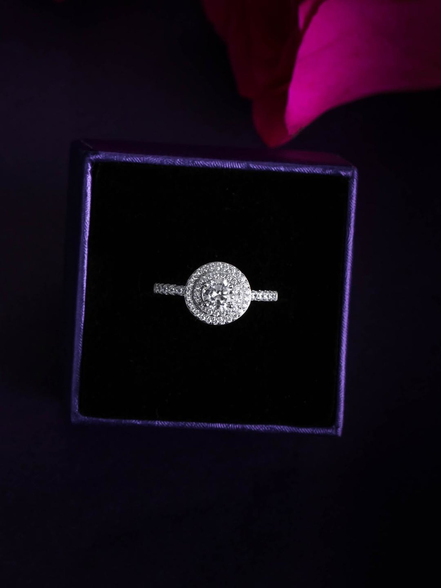 925 Silver AAA Grade American Diamond Solitaire Ring for Women & Girls