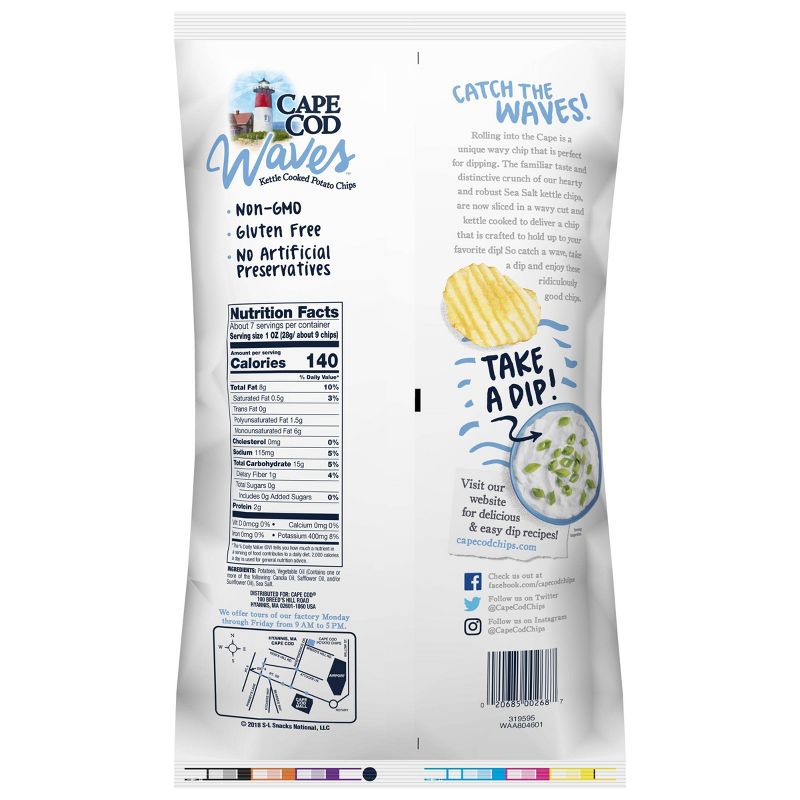 Cape Cod Waves Kettle Cooked Sea Salt Potato Chips - 7.5oz