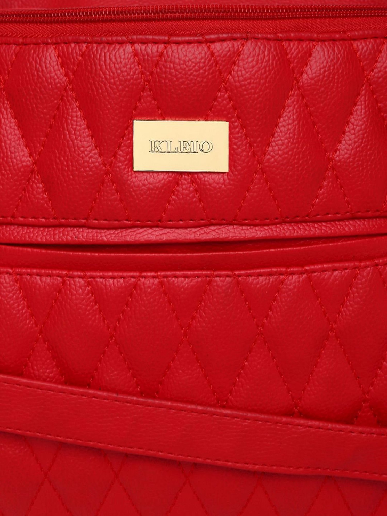 KLEIO Red Quilted Medium Laptop Handbag