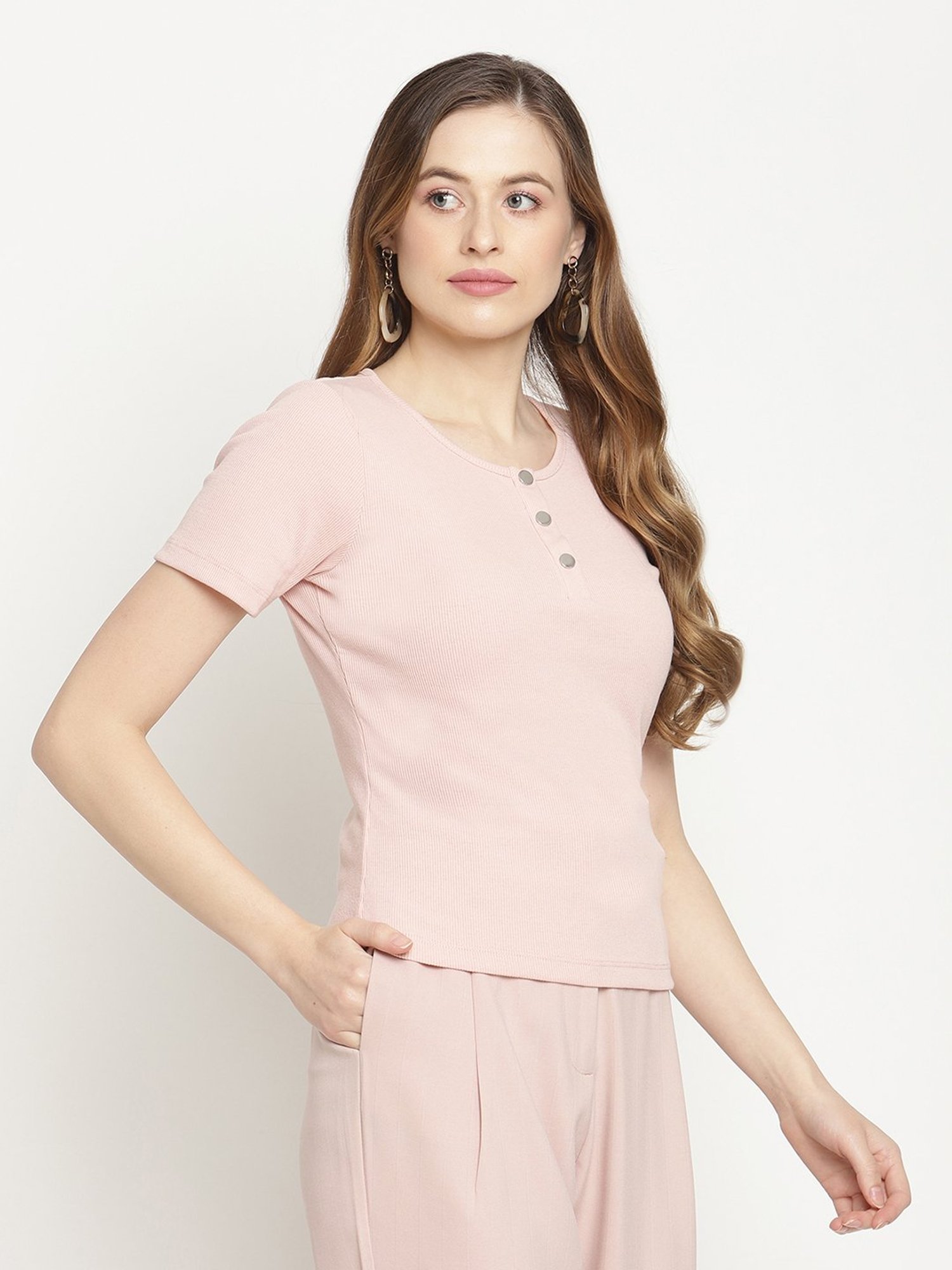 MADAME Dusty Pink Regular Fit Top