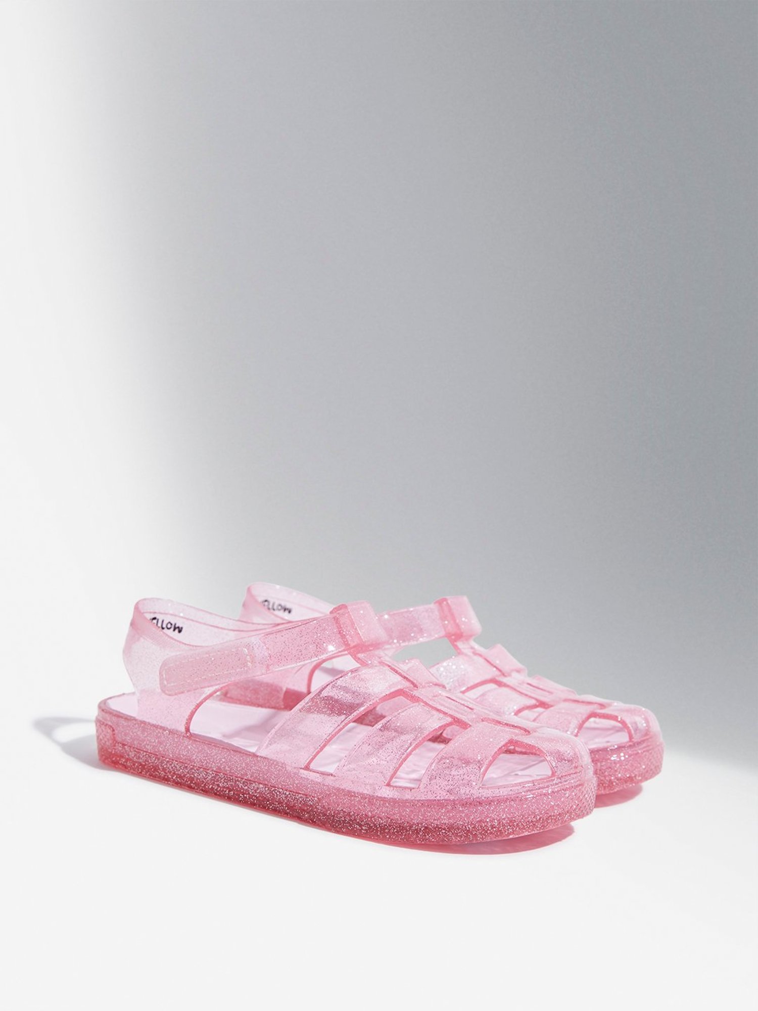 Yellow by Westside Pink Shimmer Vinyl Multi-Strap Sandals