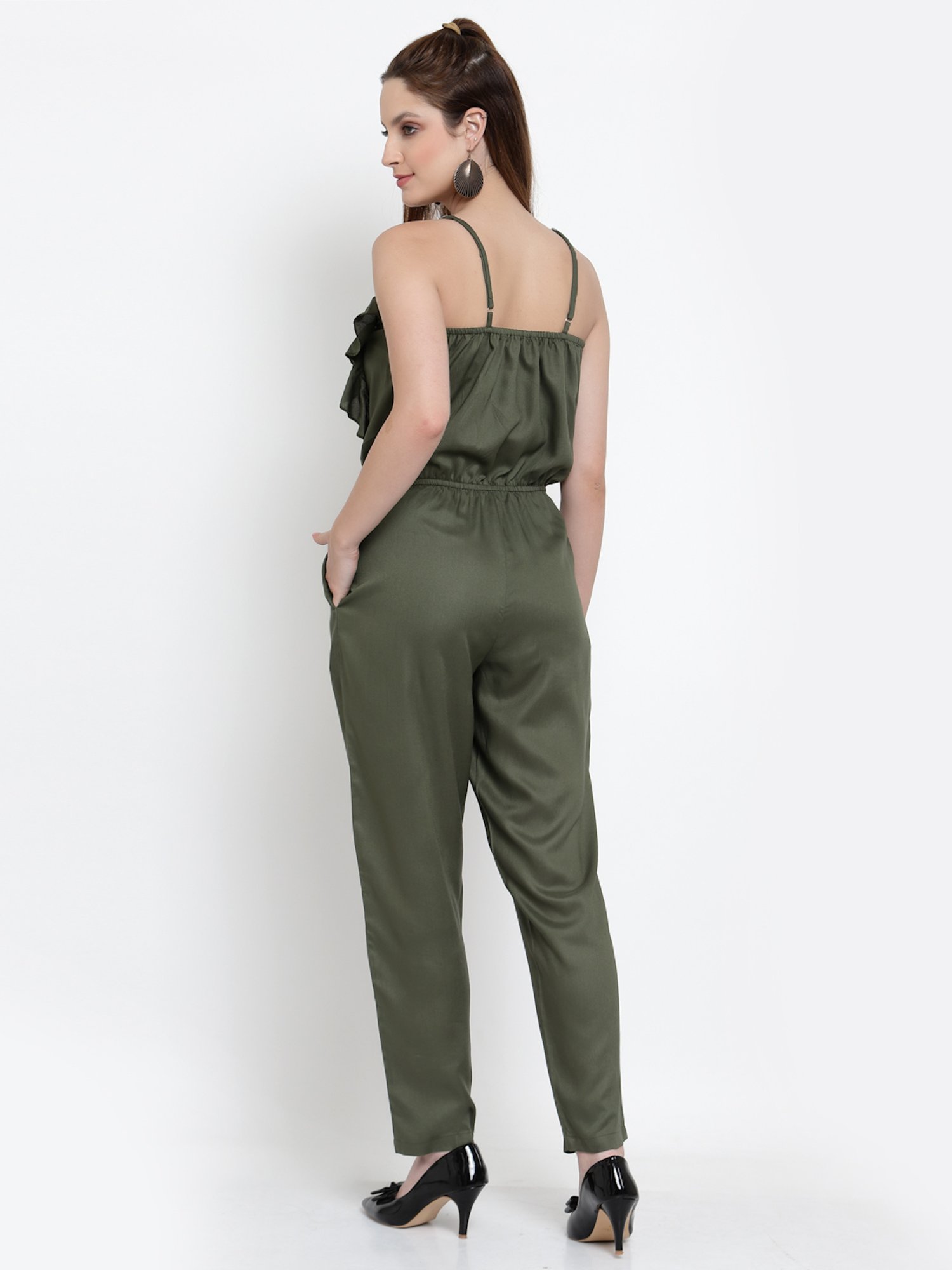 NEUDIS Olive Green Sleeveless Jumpsuit