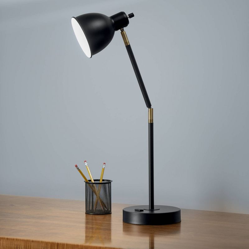 20.75" Adjustable Metal Desk Lamp with Accents Black - Cresswell Lighting
