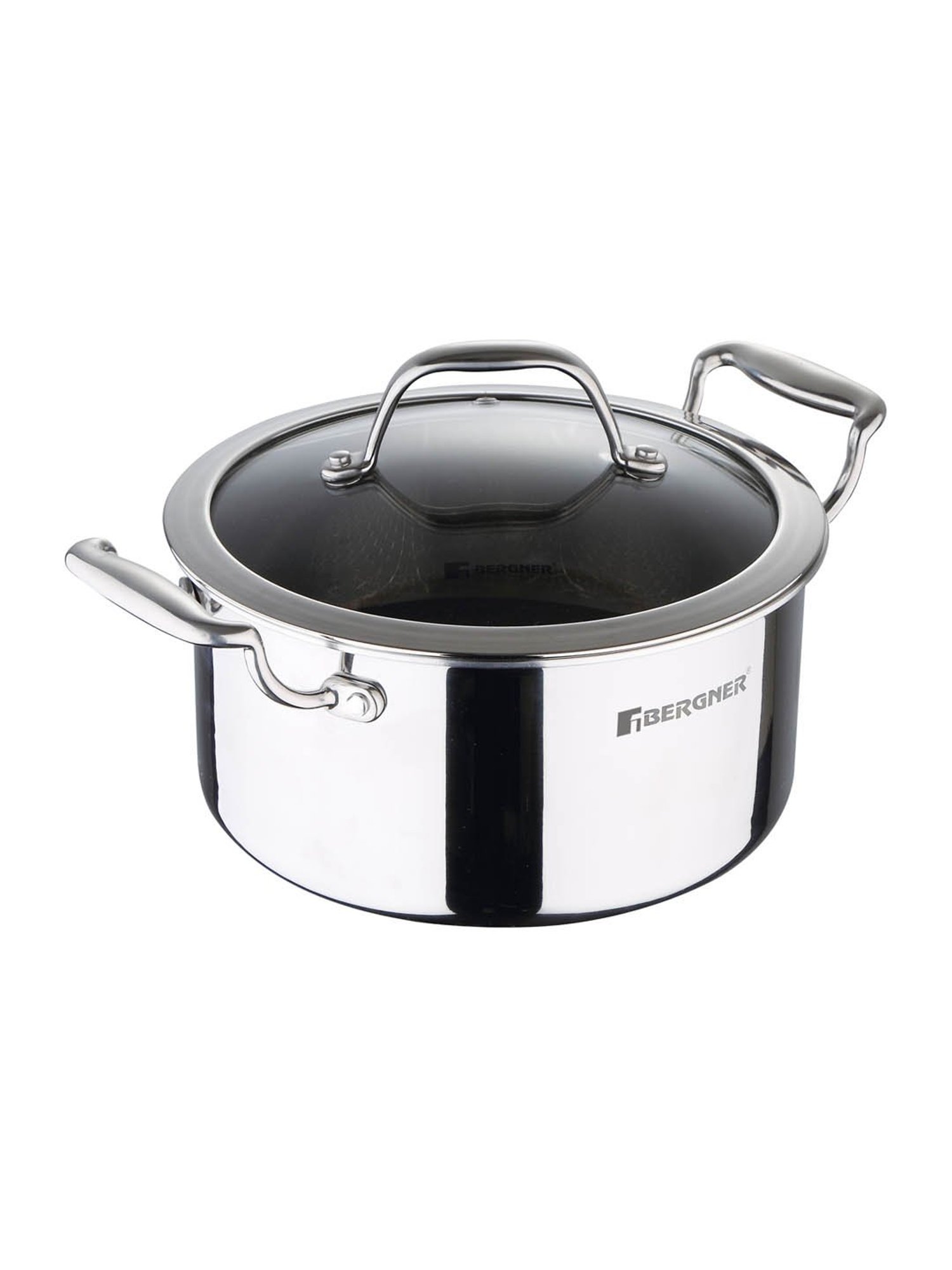 Bergner Hitech Silver Stainless Steel Induction Base Casserole 20 cm diameter with Lid - Set of 1