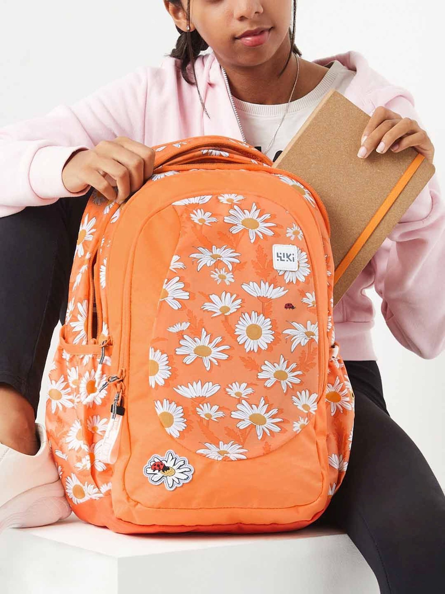 Wiki Back to School 3 Orange Polyester Printed Backpack - 31 Ltrs