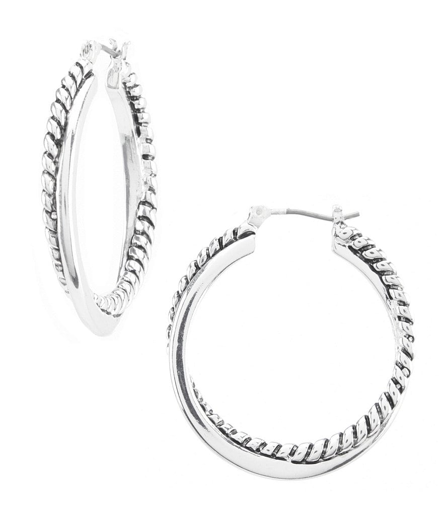 Lauren Ralph Lauren Silver Twisted Hoop Earrings