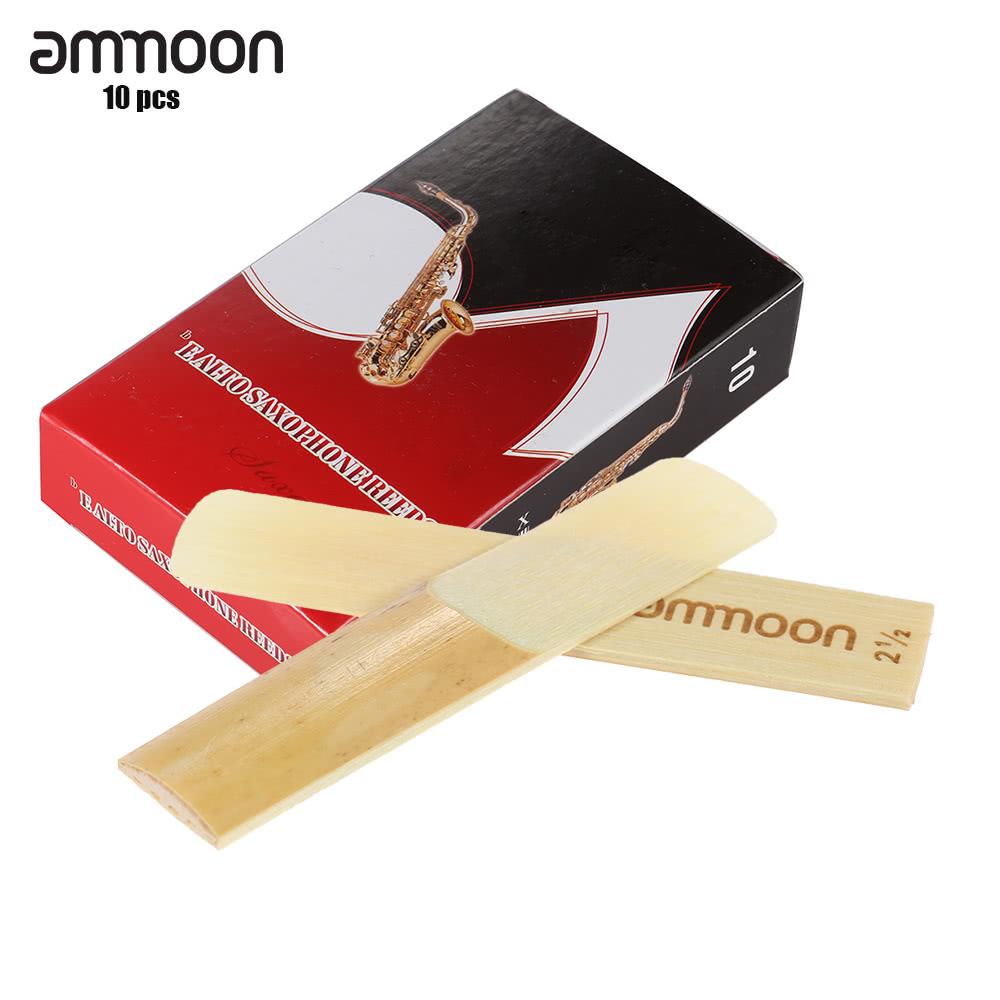 ammoon 10-pack Pieces Strength 2.5 Bamboo Reeds for Eb Alto Saxophone Sax Accessories